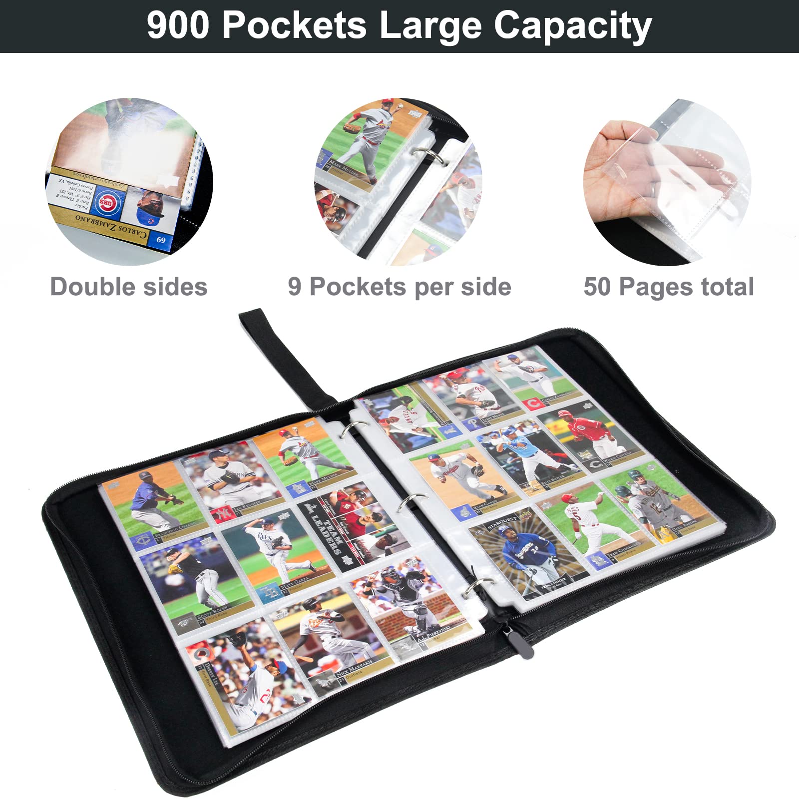 1点限り✨900カード9ポケットベースボールカードバインダー Amazon.co.jp: 野球カードバインダー 900ポケットカード